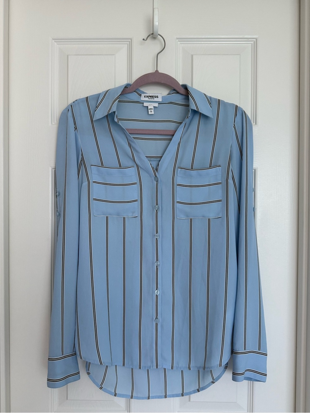 Express Light Blue Striped Button-Down Shirt